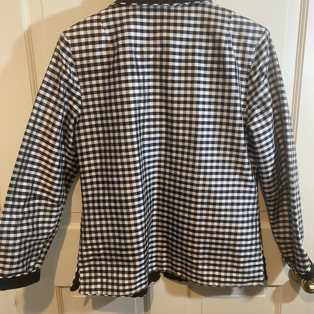 Harris Wallace Silk  Black and White Checkered Jacket Reversible - SIZE 6 - Picture 6 of 6